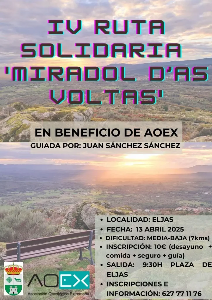 Eljas se vuelca con la solidaridad en su IV Ruta Senderista Miradol d'as Voltas a beneficio de AOEX