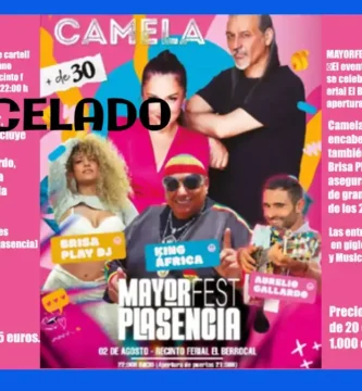 Suspendido el MayorFest de Plasencia por una baja médica de última hora de Dioni, cantante de Camela