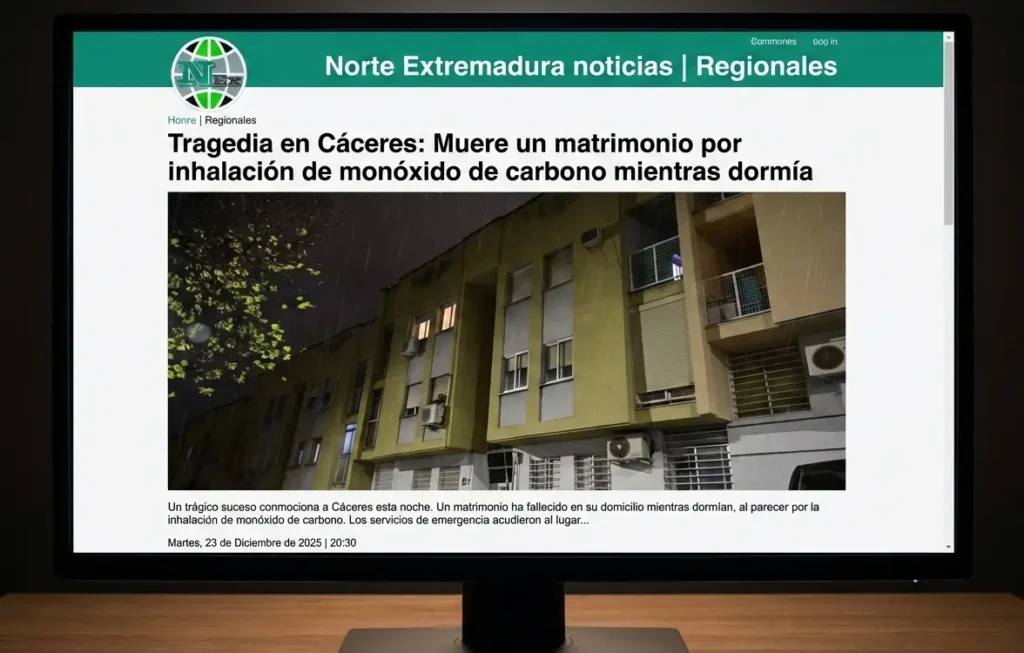 Tragedia en Cáceres: Muere un matrimonio por inhalación de monóxido de carbono mientras dormía