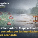 Alerta en Extremadura: Mapa actualizado de carreteras cortadas por las inundaciones y la borrasca Leonardo