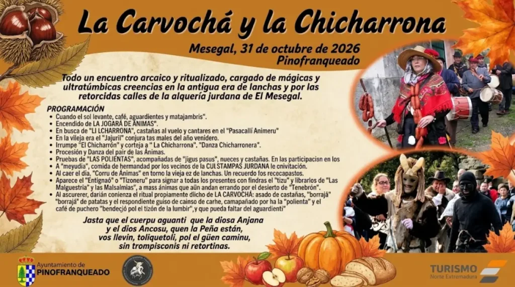 La Carvochá y la Chicharrona 2026 en Mesegal: castañas, ánimas y tradición jurdana en Pinofranqueado